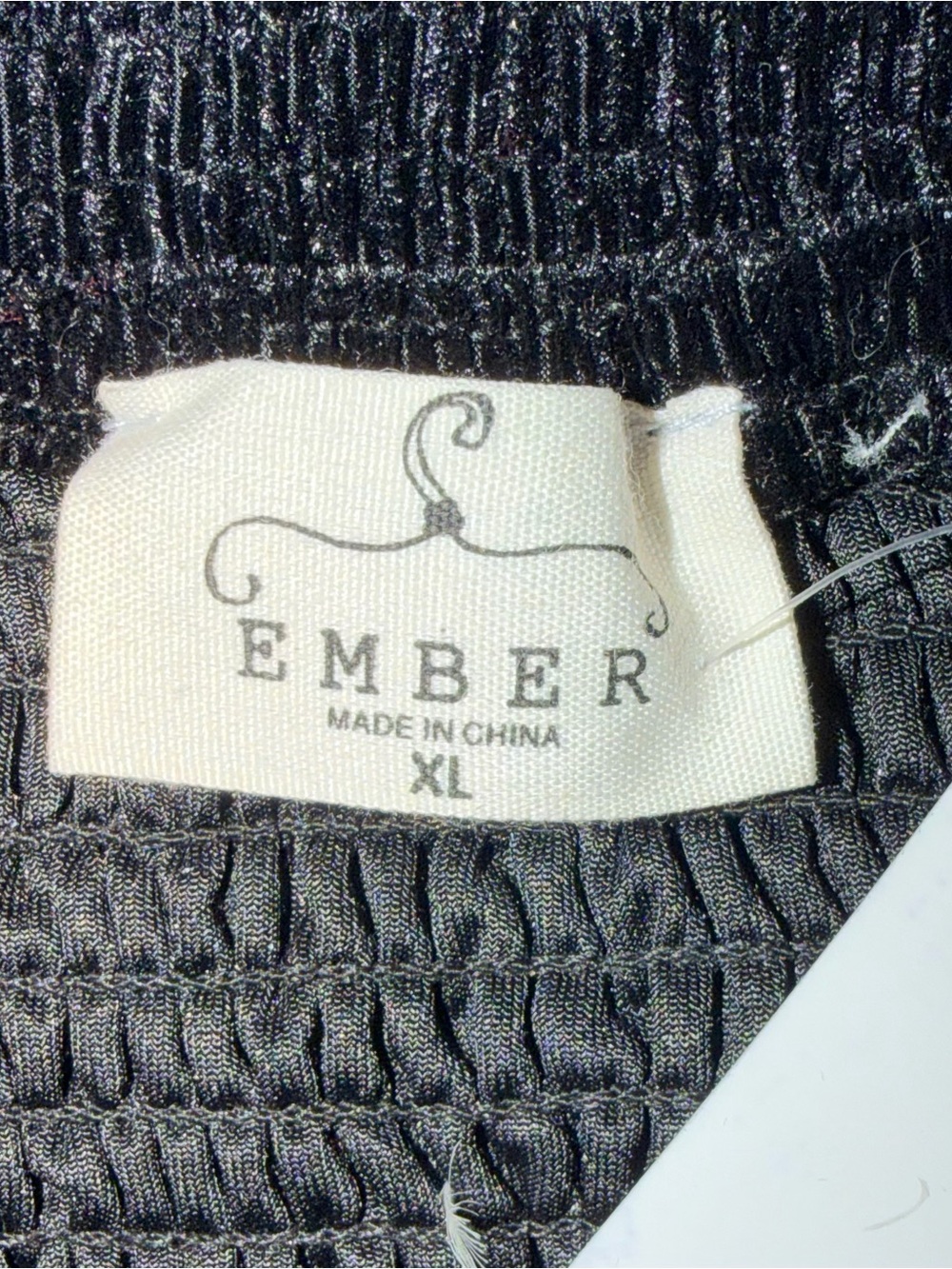 Ember Black Velvet Leopard Burnout Sleeves Smocked Back Festival Bohemian Sz XL